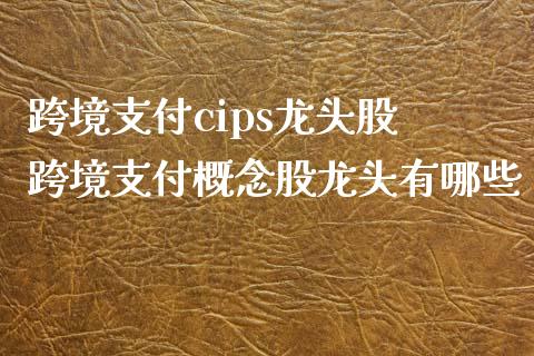 跨境支付cips龙头股 跨境支付概念股龙头有哪些_https://www.xmqjcw.com_股票投资_第1张