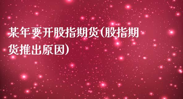 某年要开股指期货(股指期货推出原因)_https://www.xmqjcw.com_期货百科_第1张