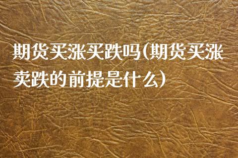 期货买涨买跌吗(期货买涨卖跌的前提是什么)_https://www.xmqjcw.com_期货投资_第1张