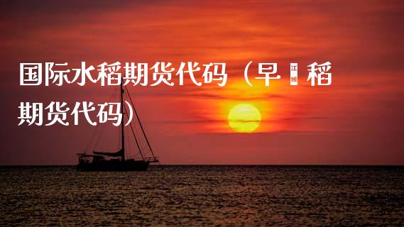 国际水稻期货代码（早籼稻期货代码）_https://www.xmqjcw.com_期货行情_第1张