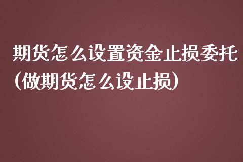 期货怎么设置资金止损委托(做期货怎么设止损)_https://www.xmqjcw.com_期货投资_第1张