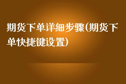 期货下单详细步骤(期货下单快捷键设置)_https://www.xmqjcw.com_股票投资_第1张