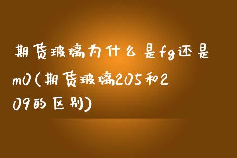 期货玻璃为什么是fg还是m0(期货玻璃205和209的区别)_https://www.xmqjcw.com_期货百科_第1张