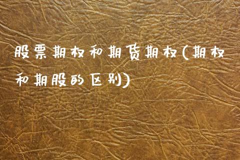 股票期权和期货期权(期权和期股的区别)_https://www.xmqjcw.com_期货百科_第1张