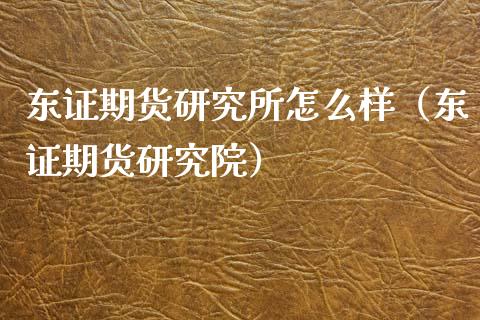 东证期货研究所怎么样（东证期货研究院）_https://www.xmqjcw.com_期货行情_第1张