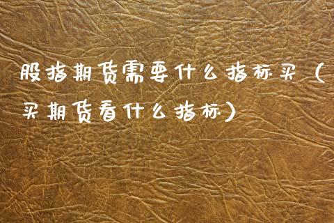 股指期货需要什么指标买（买期货看什么指标）_https://www.xmqjcw.com_期货直播室_第1张