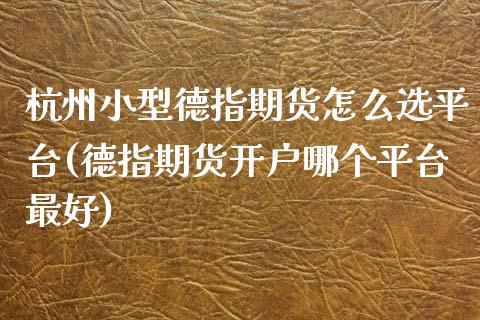 杭州小型德指期货怎么选平台(德指期货开户哪个平台最好)_https://www.xmqjcw.com_期货百科_第1张