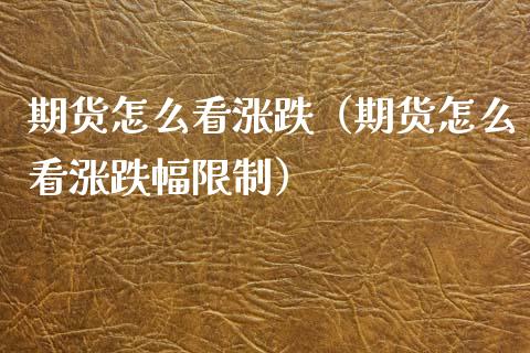 期货怎么看涨跌（期货怎么看涨跌幅**）_https://www.xmqjcw.com_期货投资_第1张