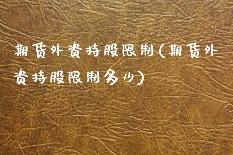 期货外资持股限制(期货外资持股限制多少)_https://www.xmqjcw.com_期货开户_第1张