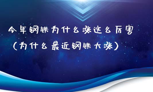 今年钢铁为什么涨这么厉害（为什么最近钢铁大涨）_https://www.xmqjcw.com_期货投资_第1张