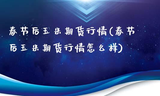 春节后玉米期货行情(春节后玉米期货行情怎么样)_https://www.xmqjcw.com_期货投资_第1张