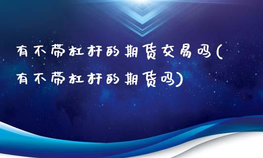 有不带杠杆的期货交易吗(有不带杠杆的期货吗)_https://www.xmqjcw.com_期货百科_第1张