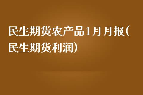 民生期货农产品1月月报(民生期货利润)_https://www.xmqjcw.com_基金理财_第1张