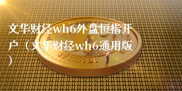 文华财经wh6外盘恒指开户（文华财经wh6通用版）_https://www.xmqjcw.com_期货直播室_第1张