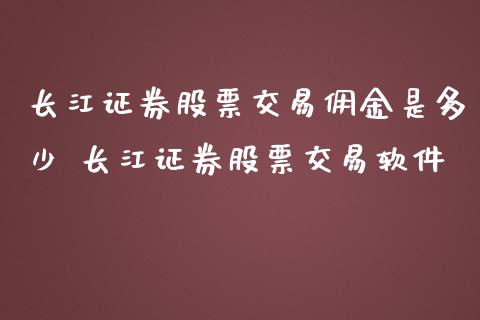 长江证券股票交易佣金是多少 长江证券股票交易软件_https://www.xmqjcw.com_股票投资_第1张