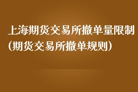 上海期货交易所撤单量限制(期货交易所撤单规则)_https://www.xmqjcw.com_期货百科_第1张
