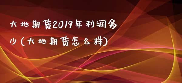 大地期货2019年利润多少(大地期货怎么样)_https://www.xmqjcw.com_期货直播室_第1张