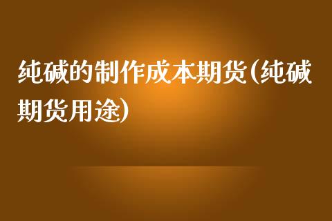 纯碱的制作成本期货(纯碱期货用途)_https://www.xmqjcw.com_股票投资_第1张