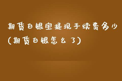 期货白银宝提现手续费多少(期货白银怎么了)_https://www.xmqjcw.com_期货行情_第1张