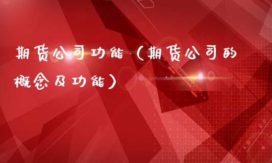 期货公司功能（期货公司的概念及功能）_https://www.xmqjcw.com_期货投资_第1张