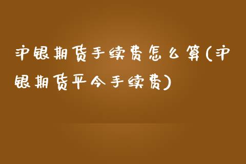 沪银期货手续费怎么算(沪银期货平今手续费)_https://www.xmqjcw.com_期货开户_第1张