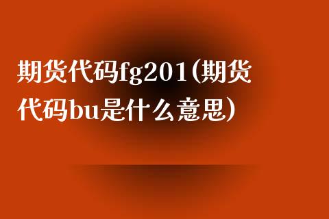 期货代码fg201(期货代码bu是什么意思)_https://www.xmqjcw.com_期货百科_第1张