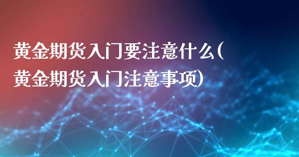 黄金期货入门要注意什么(黄金期货入门注意事项)_https://www.xmqjcw.com_基金理财_第1张
