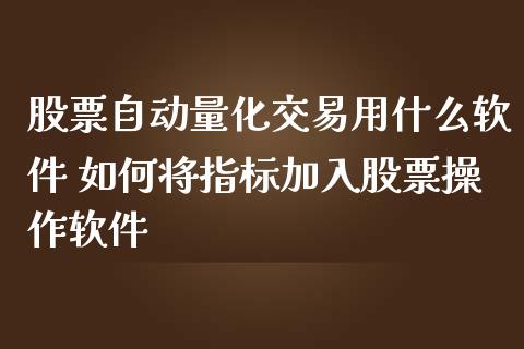 股票自动量化交易用什么软件 如何将指标加入股票操作软件_https://www.xmqjcw.com_股票投资_第1张