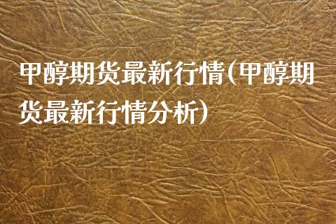 甲醇期货最新行情(甲醇期货最新行情分析)_https://www.xmqjcw.com_期货投资_第1张
