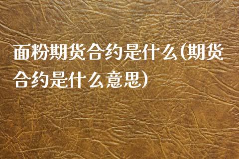 面粉期货合约是什么(期货合约是什么意思)_https://www.xmqjcw.com_期货百科_第1张