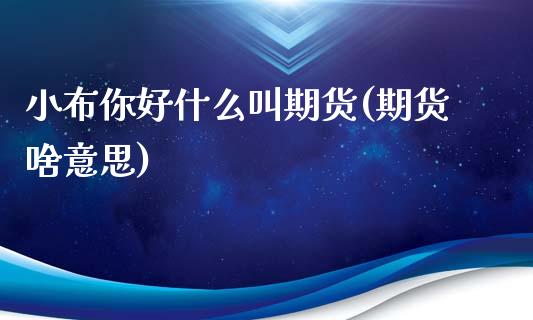 小布你好什么叫期货(期货啥意思)_https://www.xmqjcw.com_期货投资_第1张