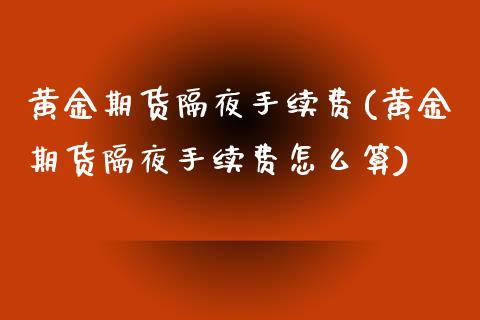 黄金期货隔夜手续费(黄金期货隔夜手续费怎么算)_https://www.xmqjcw.com_期货行情_第1张