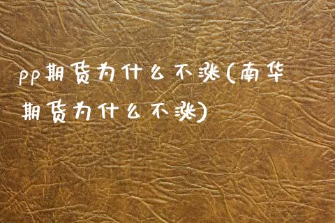 pp期货为什么不涨(南华期货为什么不涨)_https://www.xmqjcw.com_股票投资_第1张