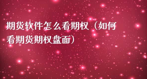 期货软件怎么看期权（如何看期货期权盘面）_https://www.xmqjcw.com_期货行情_第1张