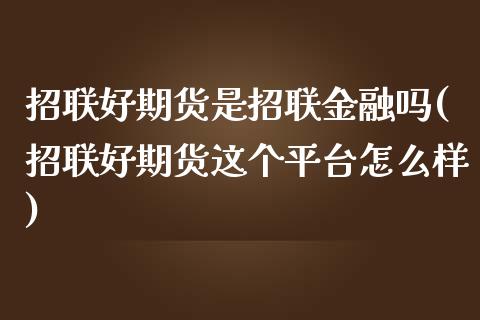 招联好期货是招联金融吗(招联好期货这个平台怎么样)_https://www.xmqjcw.com_期货直播室_第1张
