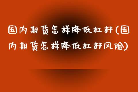 国内期货怎样降低杠杆(国内期货怎样降低杠杆风险)_https://www.xmqjcw.com_期货百科_第1张