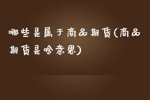 哪些是属于商品期货(商品期货是啥意思)_https://www.xmqjcw.com_期货百科_第1张