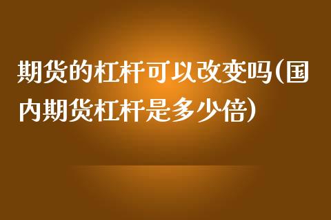 期货的杠杆可以改变吗(国内期货杠杆是多少倍)_https://www.xmqjcw.com_期货行情_第1张