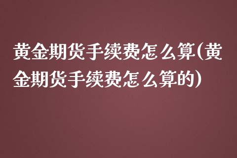 黄金期货手续费怎么算(黄金期货手续费怎么算的)_https://www.xmqjcw.com_期货直播室_第1张