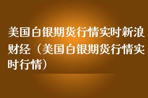 美国白银期货行情实时新浪财经（美国白银期货行情实时行情）_https://www.xmqjcw.com_期货行情_第1张