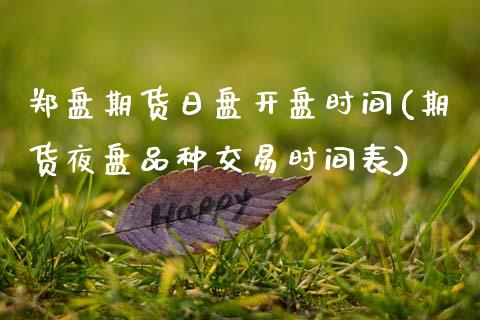 郑盘期货日盘开盘时间(期货夜盘品种交易时间表)_https://www.xmqjcw.com_期货投资_第1张