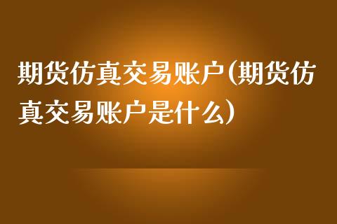 期货仿真交易账户(期货仿真交易账户是什么)_https://www.xmqjcw.com_期货投资_第1张