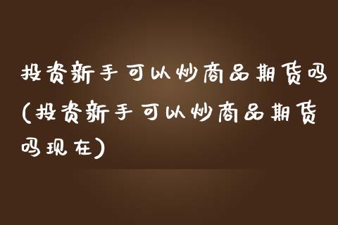 投资新手可以炒商品期货吗(投资新手可以炒商品期货吗现在)_https://www.xmqjcw.com_期货投资_第1张