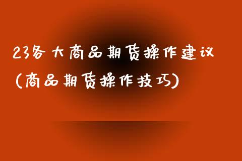 23各大商品期货操作建议(商品期货操作技巧)_https://www.xmqjcw.com_期货行情_第1张