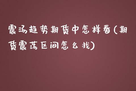震汤趋势期货中怎样看(期货震荡区间怎么找)_https://www.xmqjcw.com_期货百科_第1张
