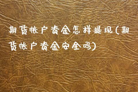 期货帐户资金怎样提现(期货帐户资金安全吗)_https://www.xmqjcw.com_期货百科_第1张