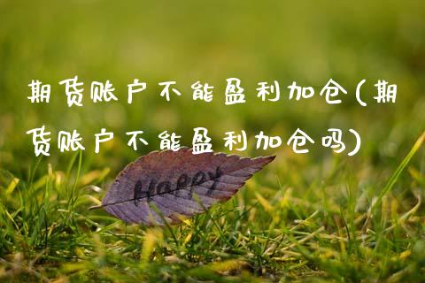期货账户不能盈利加仓(期货账户不能盈利加仓吗)_https://www.xmqjcw.com_期货行情_第1张