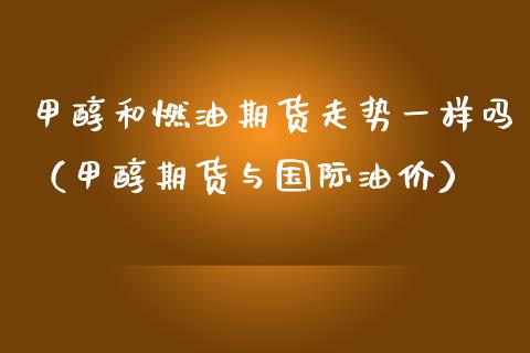 甲醇和燃油期货走势一样吗（甲醇期货与国际油价）_https://www.xmqjcw.com_期货直播室_第1张