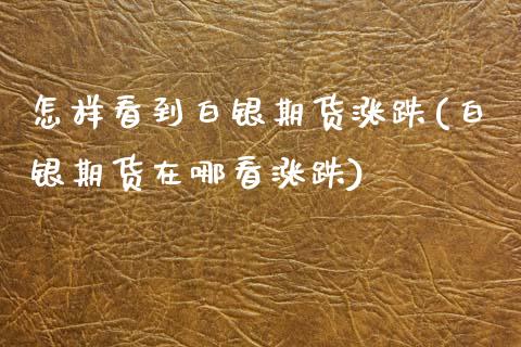 怎样看到白银期货涨跌(白银期货在哪看涨跌)_https://www.xmqjcw.com_期货投资_第1张