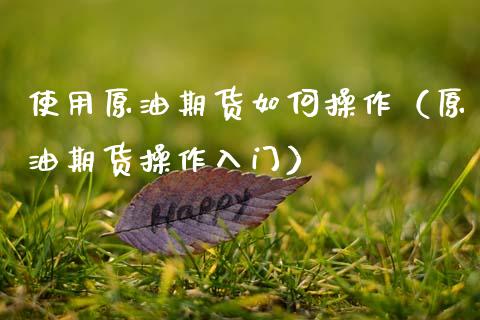 使用原油期货如何操作（原油期货操作入门）_https://www.xmqjcw.com_期货直播室_第1张